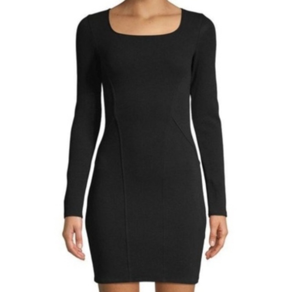 Helmut Helmut Lang Gala Piped Cutout Knit Long Sleeve Mini Dress Black